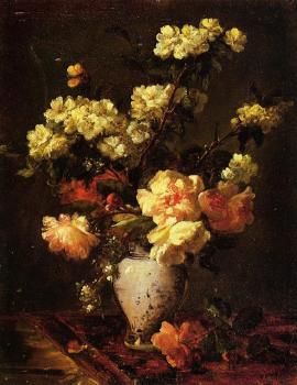 Peonies and Apple Blossoms in a Chinese Vase